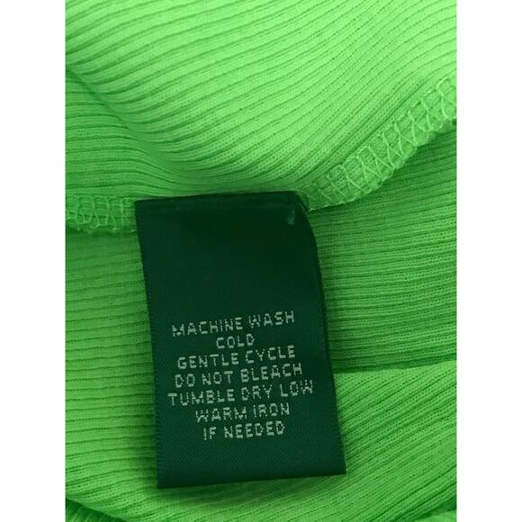 Lauren Ralph Lauren Womens Green Henley Knit Top Large Scoop Neck Roll Tab - Picture 7 of 7